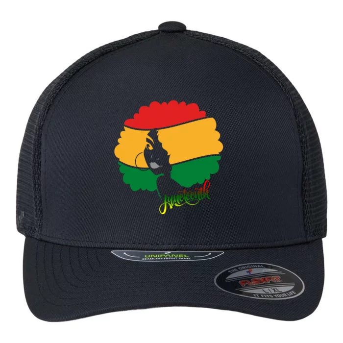 Juneteenth Female Afro African American Flexfit Unipanel Trucker Cap