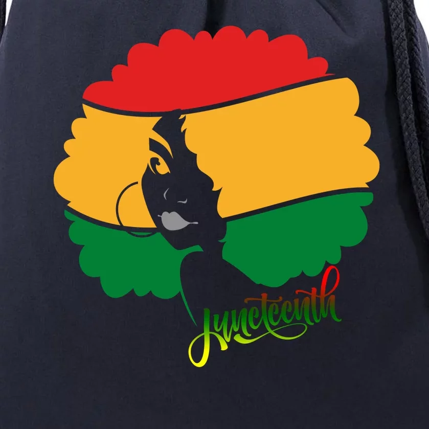 Juneteenth Female Afro African American Drawstring Bag