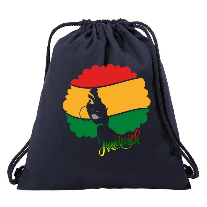 Juneteenth Female Afro African American Drawstring Bag