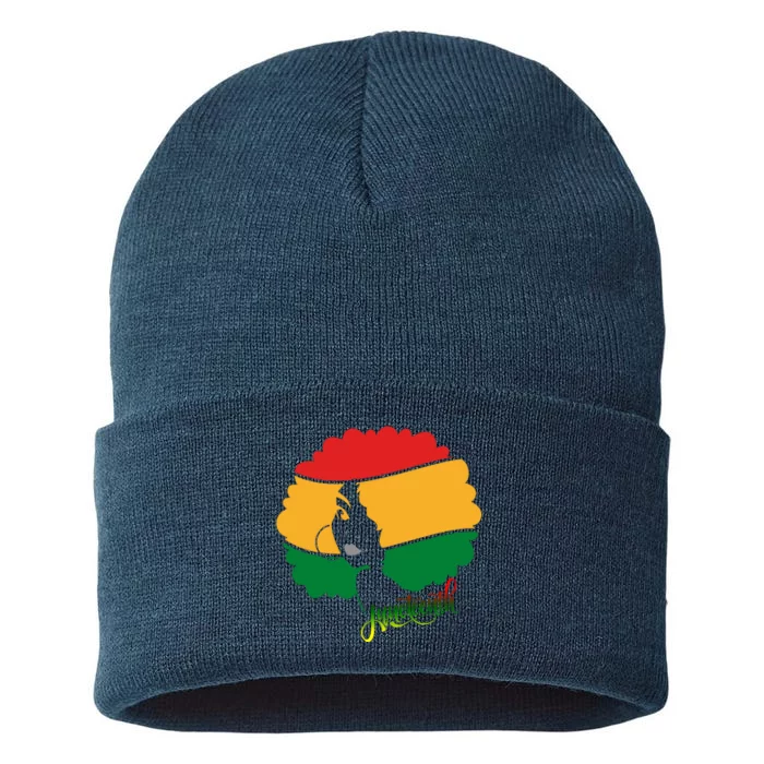 Juneteenth Female Afro African American Sustainable Knit Beanie