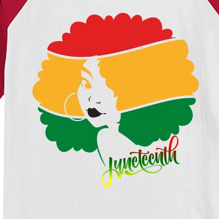 Juneteenth Female Afro African American Kids Colorblock Raglan Jersey