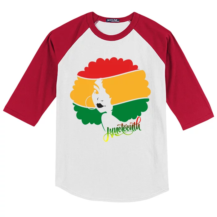 Juneteenth Female Afro African American Kids Colorblock Raglan Jersey