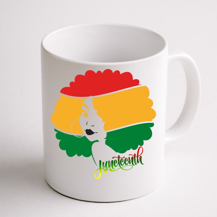 Juneteenth Female Afro African American Front & Back Coffee Mug