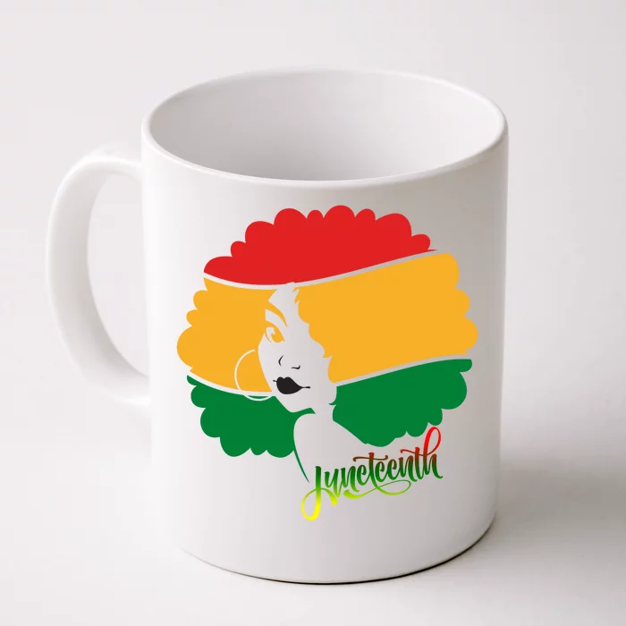 Juneteenth Female Afro African American Front & Back Coffee Mug