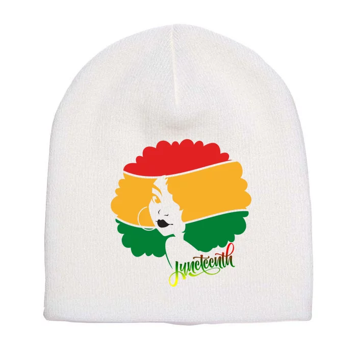 Juneteenth Female Afro African American Short Acrylic Beanie