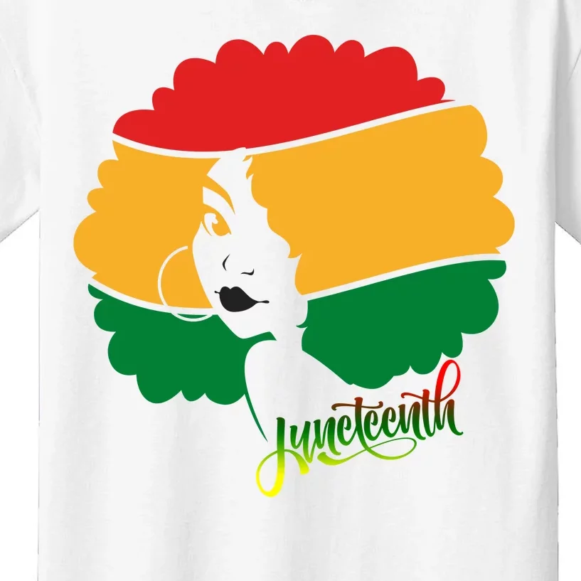 Juneteenth Female Afro African American Kids T-Shirt