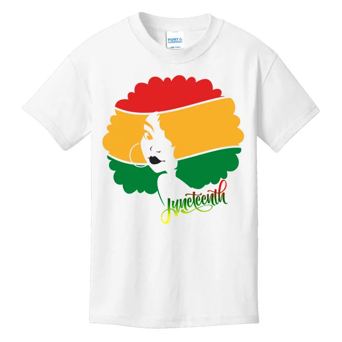 Juneteenth Female Afro African American Kids T-Shirt