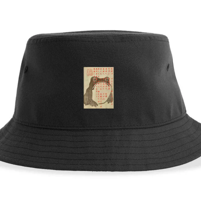 Japanese Frog Art Ukiyoe Print Sustainable Bucket Hat