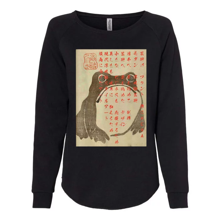 Japanese Frog Art Ukiyoe Print Womens California Wash Sweatshirt