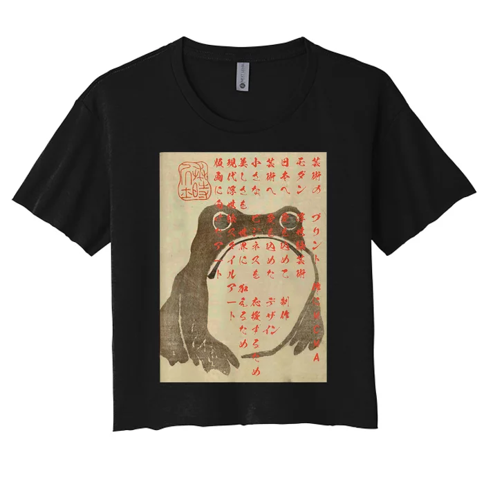 Japanese Frog Art Ukiyoe Print Women's Crop Top Tee