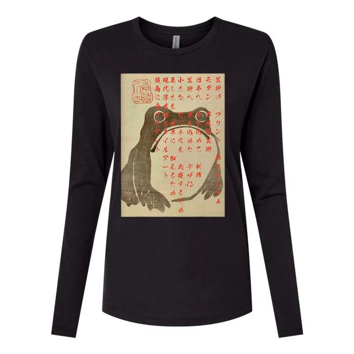 Japanese Frog Art Ukiyo E Print Womens Cotton Relaxed Long Sleeve T-Shirt