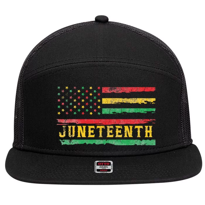 Juneteenth Flag African American Wo 7 Panel Mesh Trucker Snapback Hat