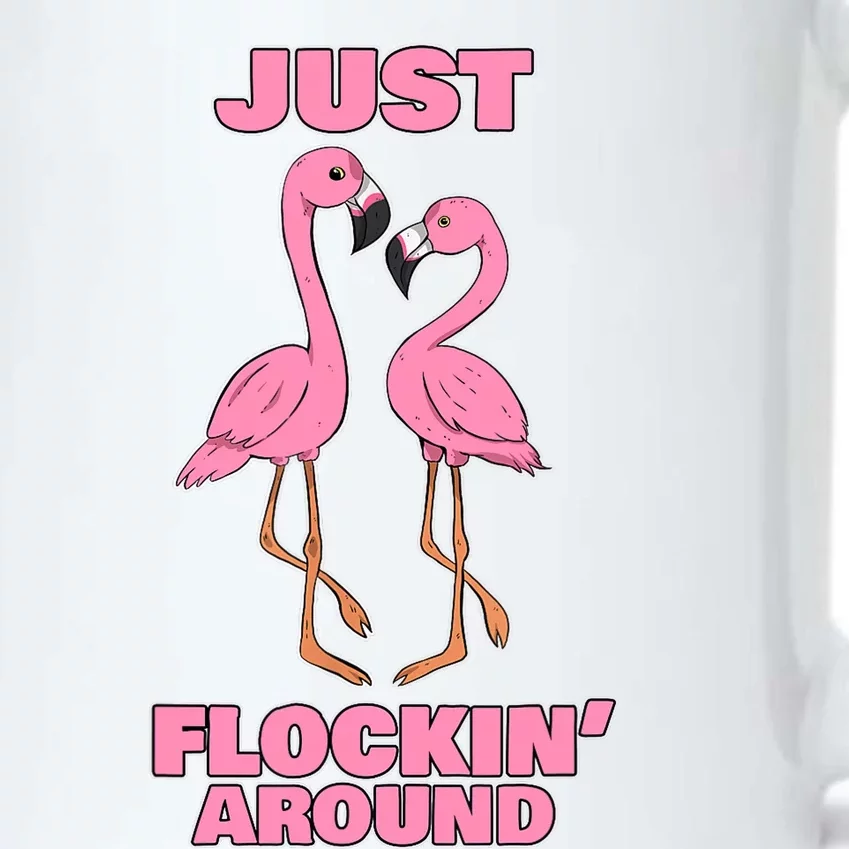 Just Flockin' Around! Funny Flamingo Dancing Joke Black Color Changing Mug