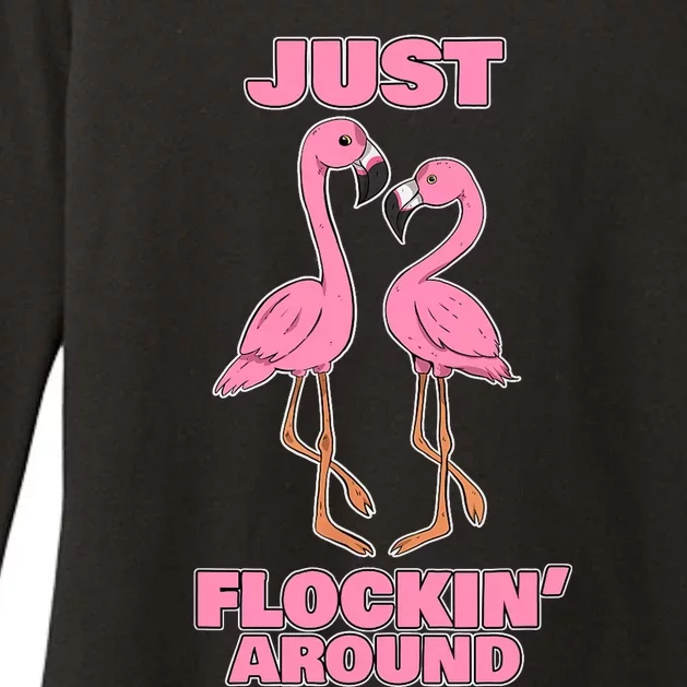 Just Flockin' Around! Funny Flamingo Dancing Joke Womens CVC Long Sleeve Shirt