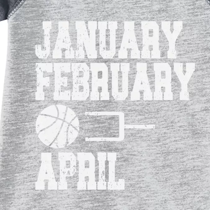 January February Basketball April - Funny Basketball Team Infant Baby Jersey Bodysuit