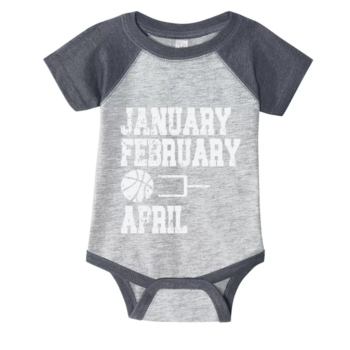 January February Basketball April - Funny Basketball Team Infant Baby Jersey Bodysuit