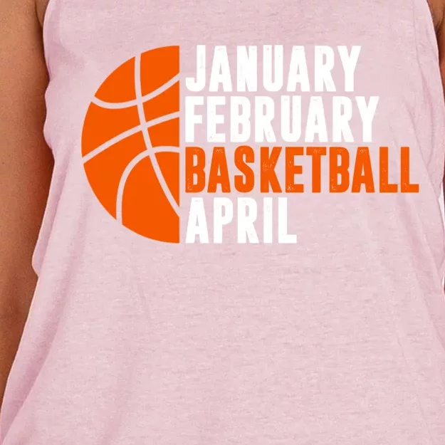 January February Basketball April Madness College Basketball Season Women's Knotted Racerback Tank