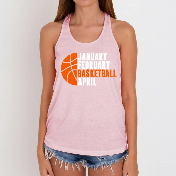 January February Basketball April Madness College Basketball Season Women's Knotted Racerback Tank