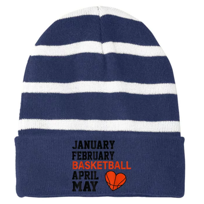 January February Basketball April Funny Apparel Striped Beanie with Solid Band