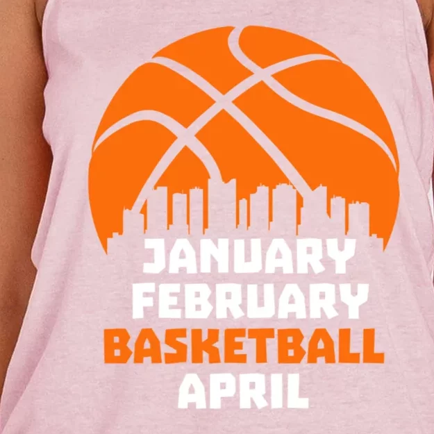 January February Basketball April Madness College Basketball Season Women's Knotted Racerback Tank