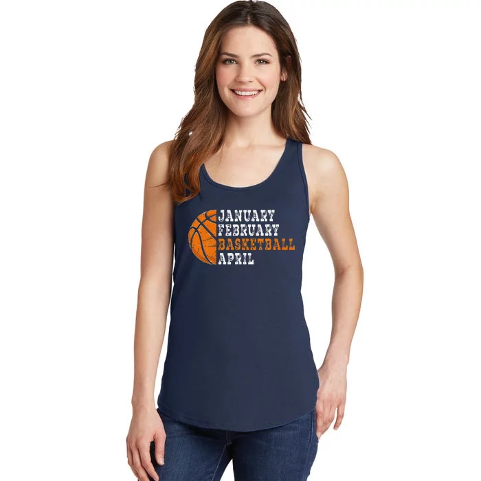 January February Basketball April Funny Basketball Ladies Essential Tank