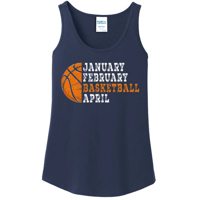 January February Basketball April Funny Basketball Ladies Essential Tank