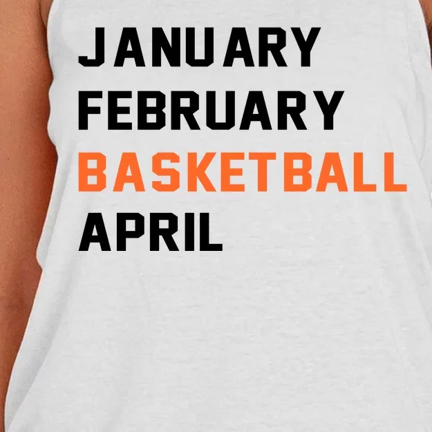 January February Basketball April College Basketball Fan Women's Knotted Racerback Tank