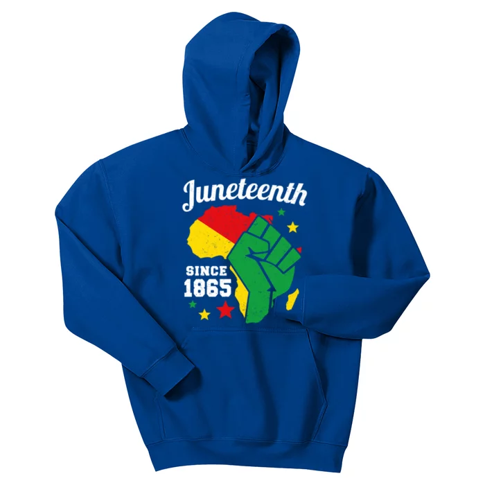 Juneteenth Freegiftish Black History Month African Map Fist Gift Kids Hoodie