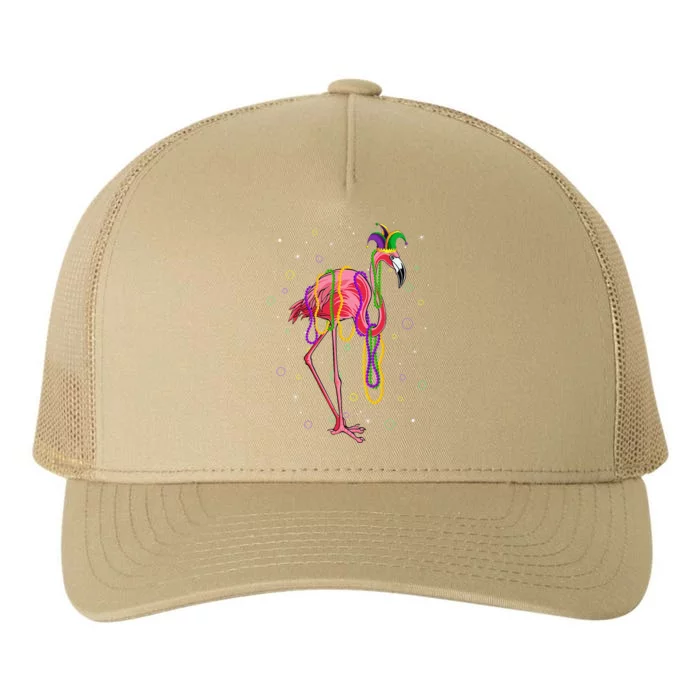 Jester Flamingo & Beads Mardi Gras Fat Tuesday Parade Yupoong Adult 5-Panel Trucker Hat