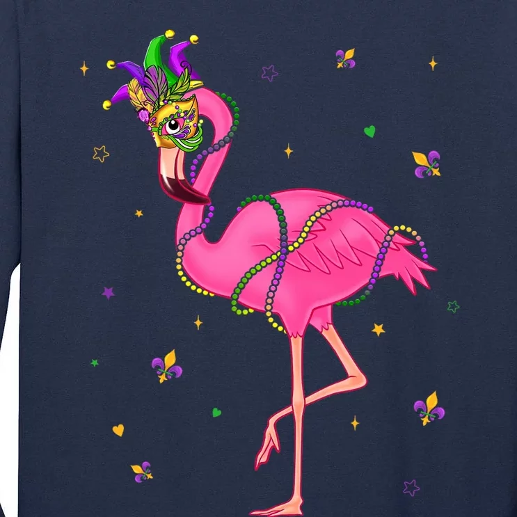 Jester Flamingo Beads Mardi Gras Fat Tuesday Parade Tall Long Sleeve T-Shirt