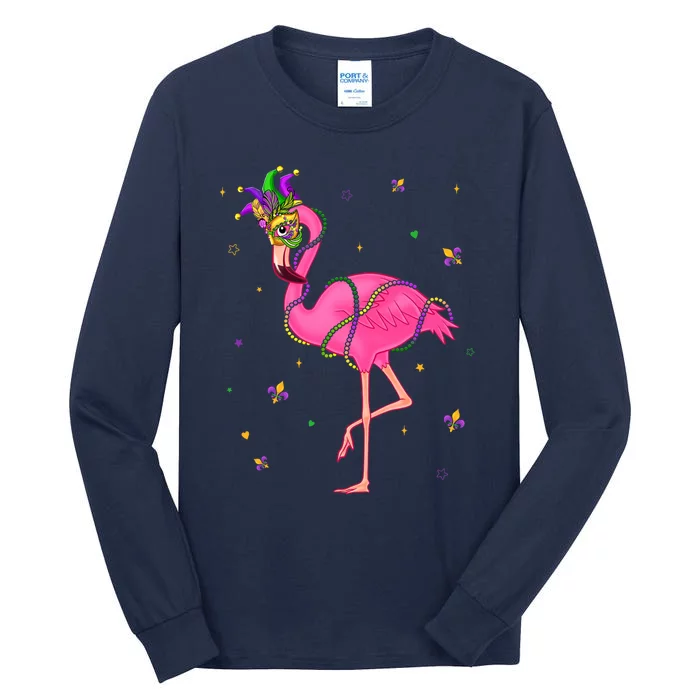 Jester Flamingo Beads Mardi Gras Fat Tuesday Parade Tall Long Sleeve T-Shirt