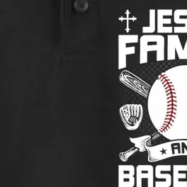 Jesus, Family & Baseball Lover Dry Zone Grid Performance Polo