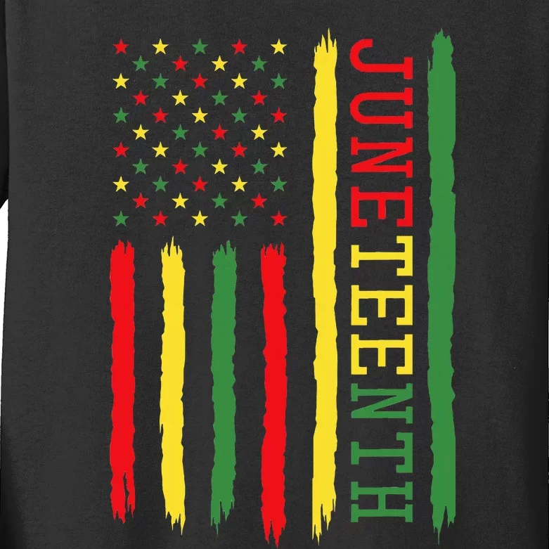 Juneteenth Flag Black Freedom 1865 Kids Long Sleeve Shirt