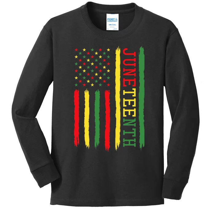 Juneteenth Flag Black Freedom 1865 Kids Long Sleeve Shirt