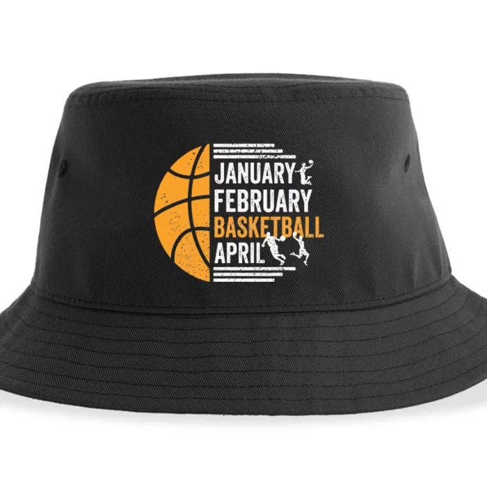 January February Basketball April Funny Basketball Season Sustainable Bucket Hat