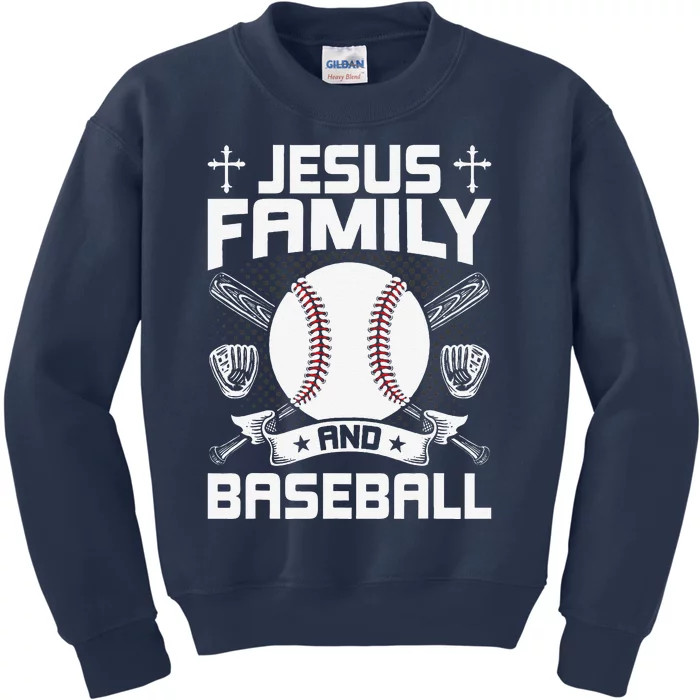 Jesus Family & Baseball Lover Kids Sweatshirt