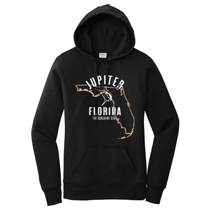 Jupiter Florida Beach Fl Retro Vintage Beach Front & Back Women's Pullover Hoodie