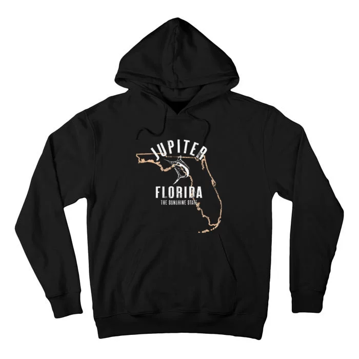 Jupiter Florida Beach Fl Retro Vintage Beach Front & Back Tall Hoodie