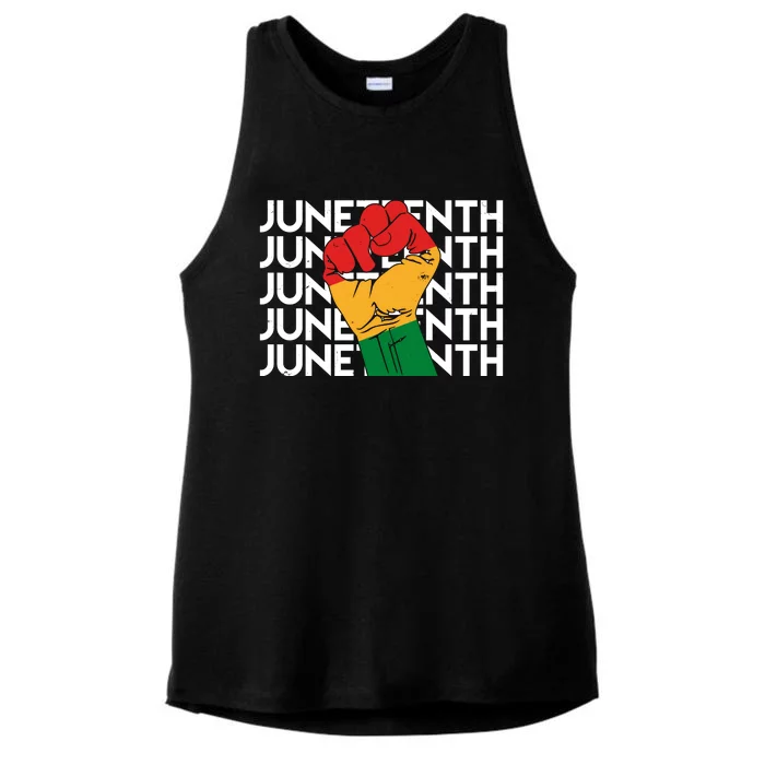 Juneteenth Fist Black Pride Ladies Tri-Blend Wicking Tank