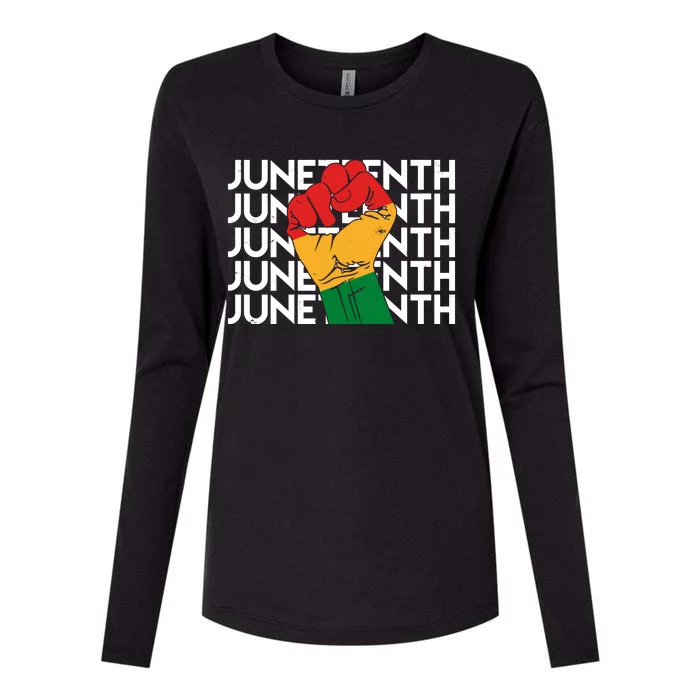 Juneteenth Fist Black Pride Womens Cotton Relaxed Long Sleeve T-Shirt