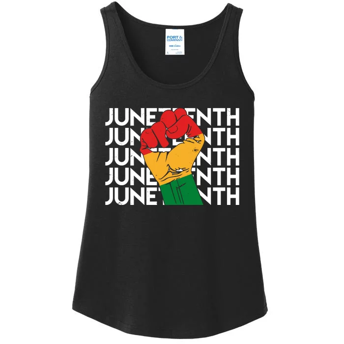 Juneteenth Fist Black Pride Ladies Essential Tank