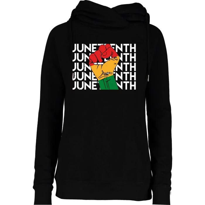 Juneteenth Fist Black Pride Womens Funnel Neck Pullover Hood