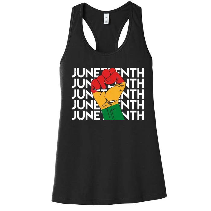 Juneteenth Fist Black Pride Women's Racerback Tank