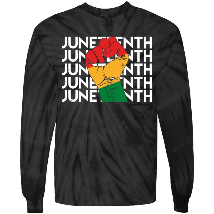 Juneteenth Fist Black Pride Tie-Dye Long Sleeve Shirt