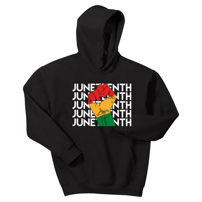 Juneteenth Fist Black Pride Kids Hoodie