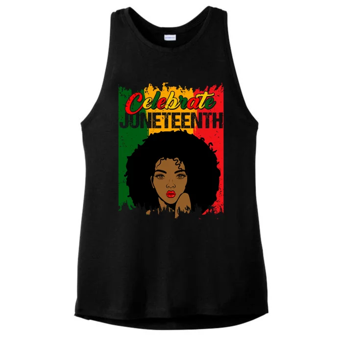 Juneteenth Freedom Celebrate Melanin African American Great Gift Ladies Tri-Blend Wicking Tank