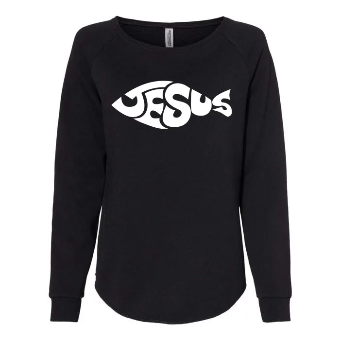 Jesus Fish Christian Womens California Wash Sweatshirt