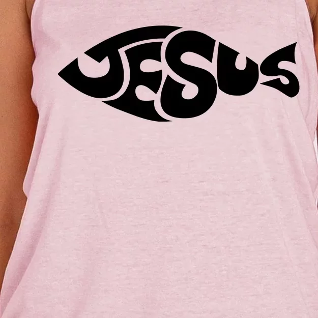 Jesus Fish Christian Women's Knotted Racerback Tank