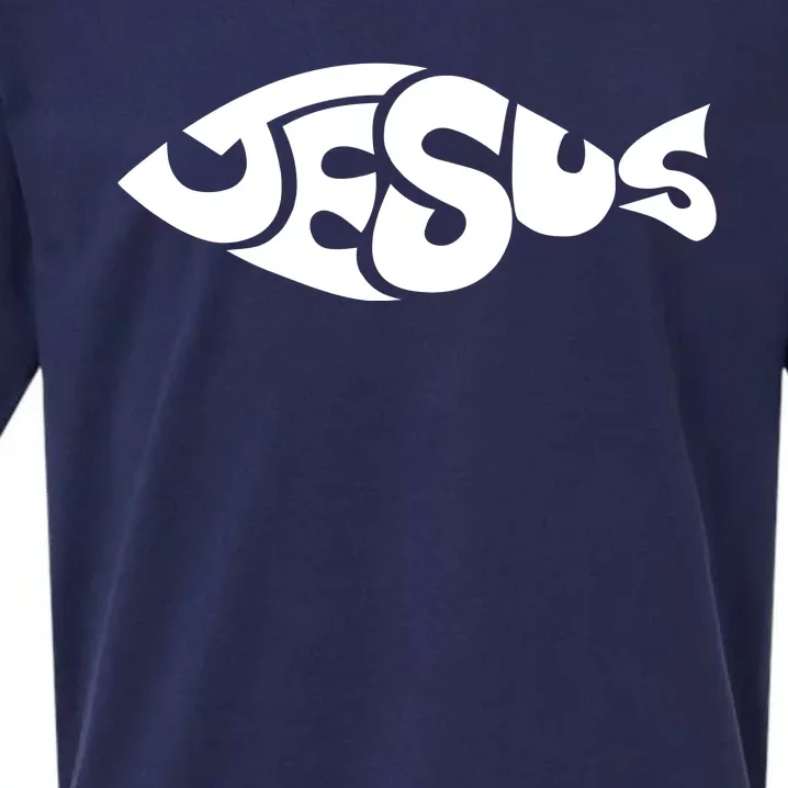 Jesus Fish Christian Sueded Cloud Jersey T-Shirt