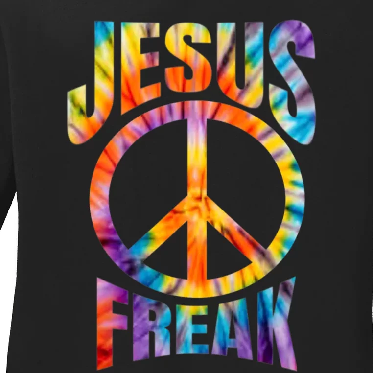 Jesus Freak Christian Retro Lettering Ladies Long Sleeve Shirt